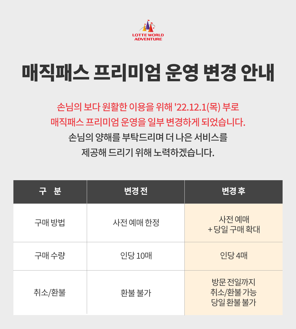 공지사항 | 롯데월드 어드벤처